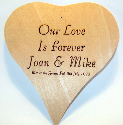 Engraved Wooden Heart Plaque